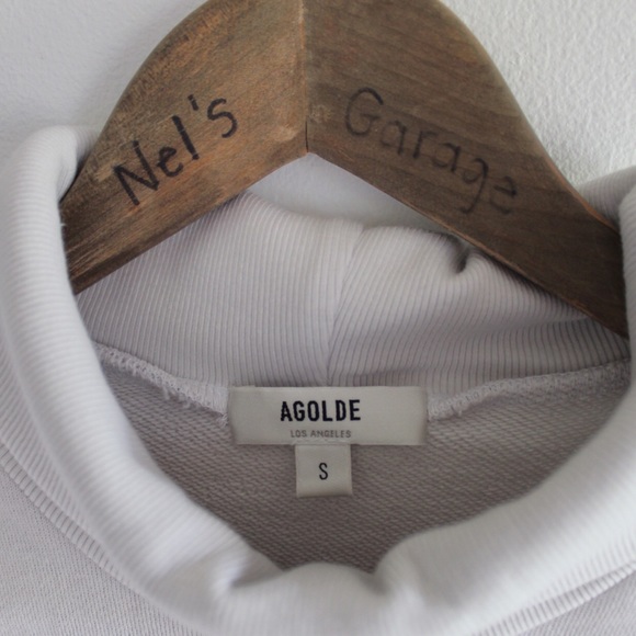 AGOLDE NWT Extended Rib High Neck Cream White Turtleneck Balloon Sleeve Sweater - Picture 12 of 15